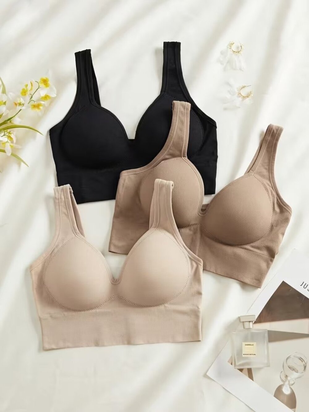 Seamless Wire Free Bra Womens L Comfort Pullover Fixed Cups Choose Color